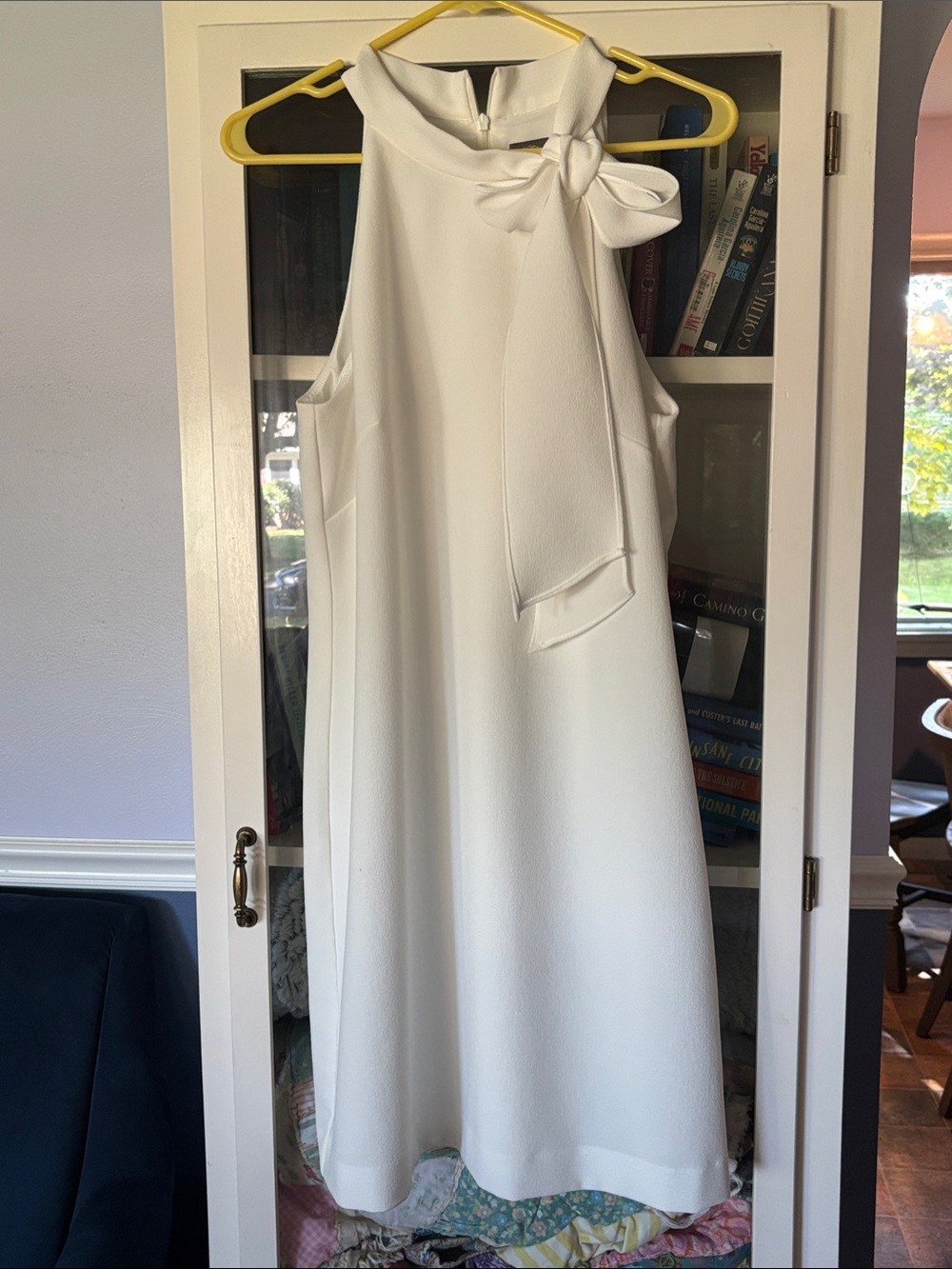 Vince Camuto White Tie-Neck Sleeveless A-Line Dress
